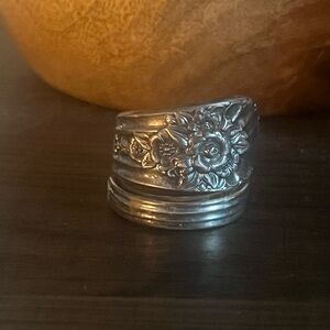 Elegant Silver Floral spoon Ring
